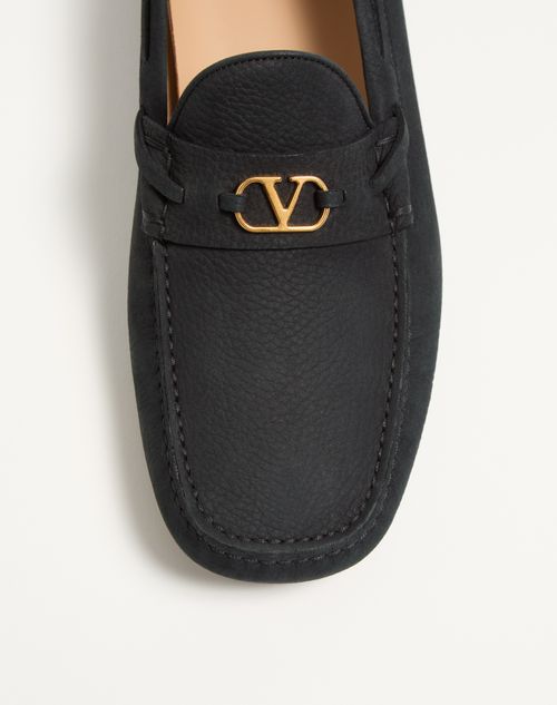 Valentino Garavani - Driver Fastaway Loafer Aus Hirschwildleder - Schwarz - Mann - Loafers Und Drivers